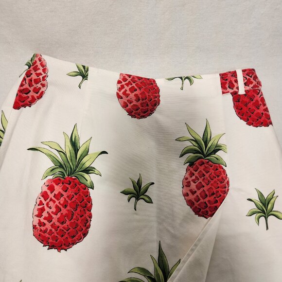 TALBOTS Stretch Preppy Ivory Tropical Pineapple Skirt Size Petites 8 LIKE NEW! - Picture 10 of 16